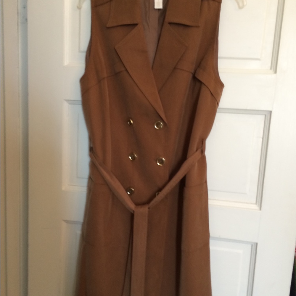 Chico’s Long Belted Sleeveless Trench Vest